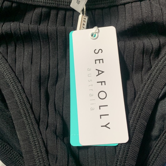 NWT SEAFOLLY Inka Rib Hipster Bikini Bottom black size 12 - Picture 9 of 9